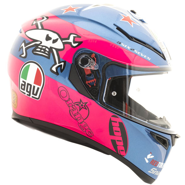 agv k3 sv guy martin pink blue - Pink Motorcycle Helmets Showcase